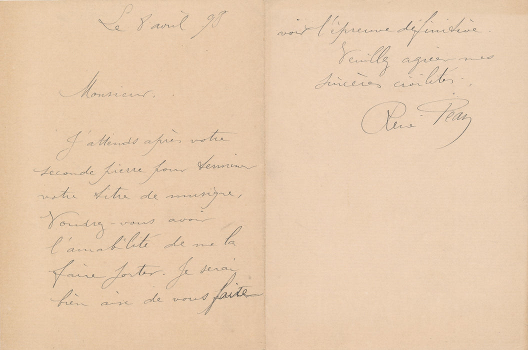 XXe s. illustrateur René Péan 2 lettres autographes signées Petits Polichinelles