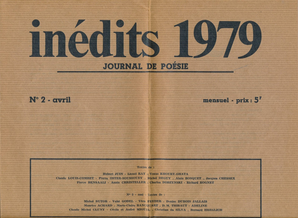 Skoria, Inédits 1979, Microclimats 3 revues de poésie poète