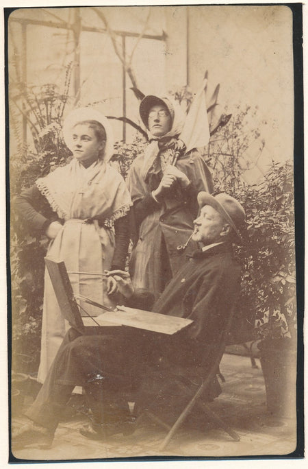 Anonyme véranda famille 2 photos photographie albumine