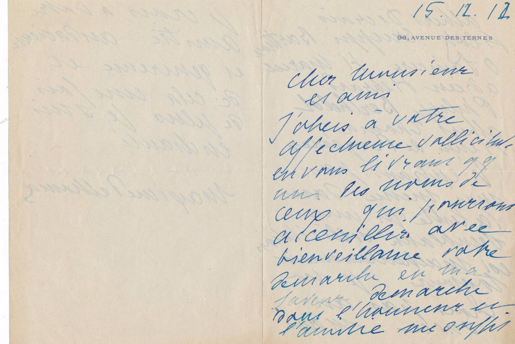 M. Dethomas lettre autographe signée Decaris Berthelot Regnier recommandations