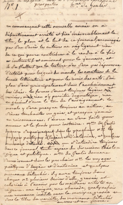 Littérature jeunesse Mme de GENLIS prospectus Journal de la Jeunesse 1816