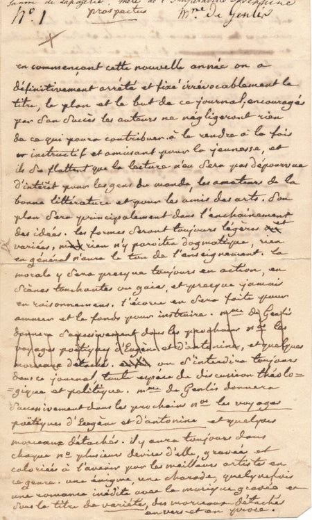 Littérature jeunesse Mme de GENLIS prospectus Journal de la Jeunesse 1816