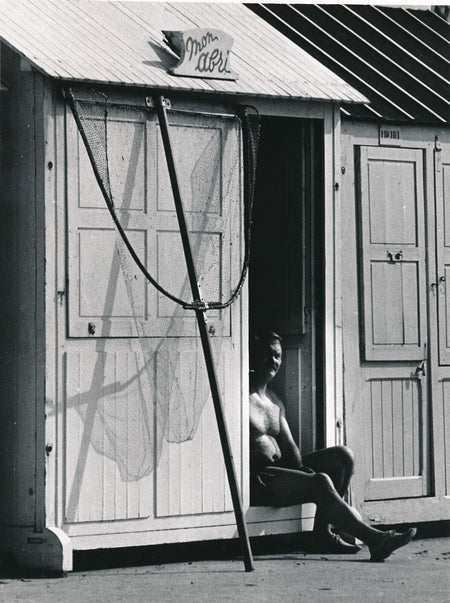 Mon abri  vacances mer photo photographie tirage argentique v. 1960 cabine