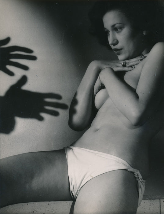 Anonyme modèle nu et avec ombre chinoise de mains photo photographie