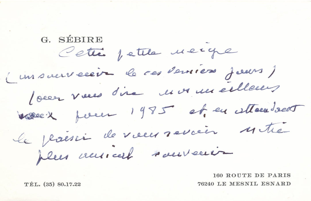 XXe s. peintre Gaston SEBIRE Carte autographe cette petite neige