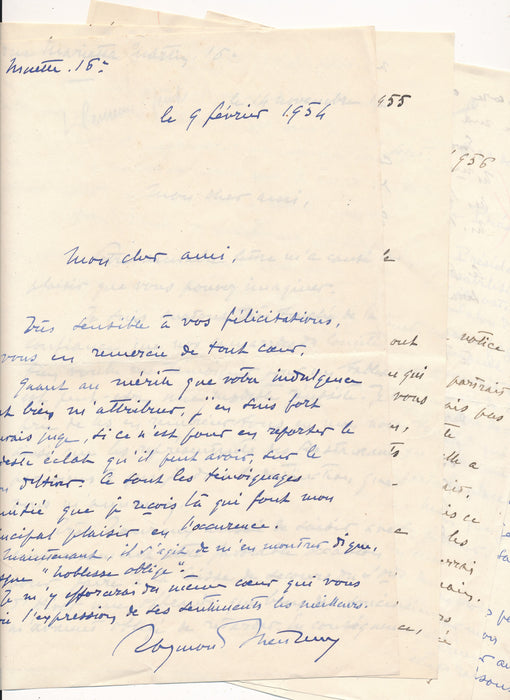 Raymond LHEUREUX 4 lettres autographe signées il est mécontent d'un emplacement
