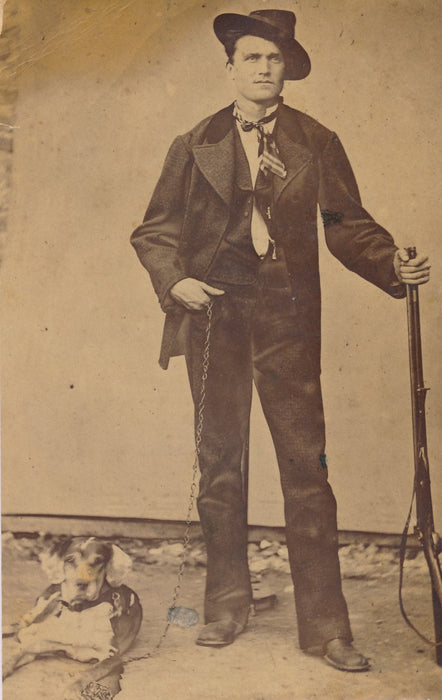 Chasseur fusil chien papier albumine photo photographie Galanti Eugenio Italie