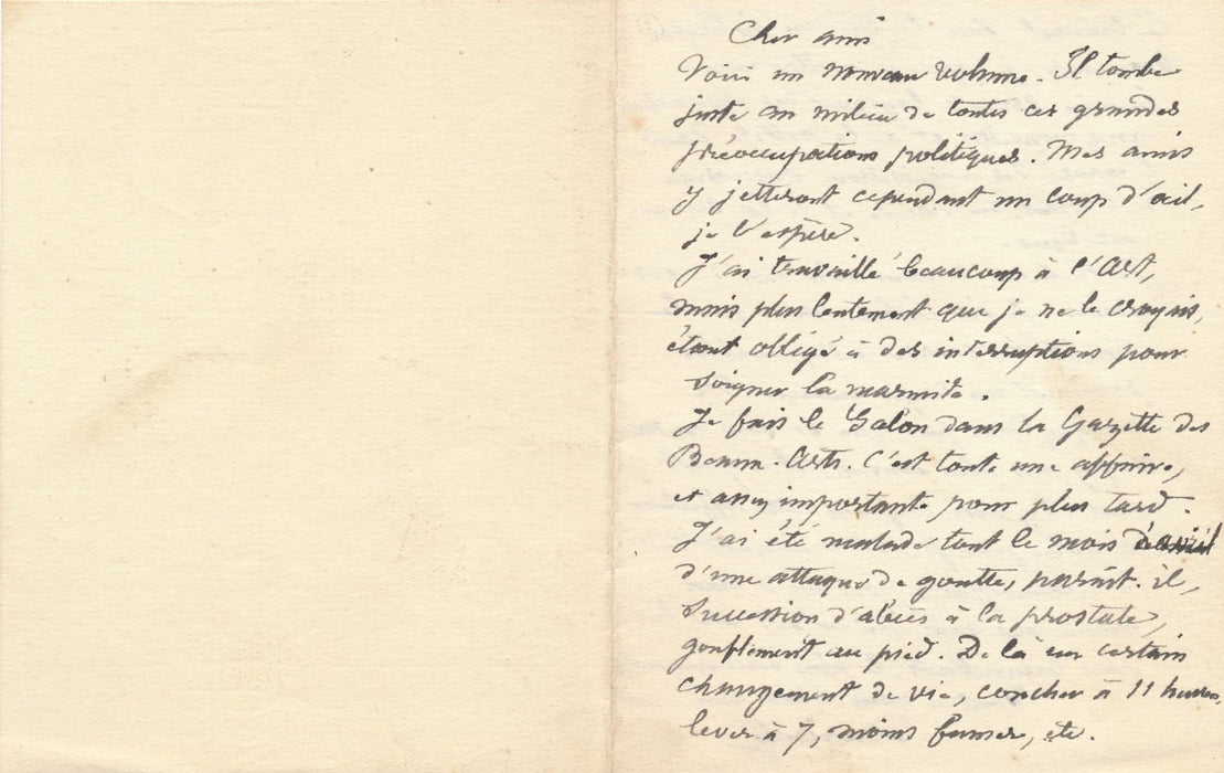 Louis Edmond Duranty 3 lettres autographes signées la sciences artistique