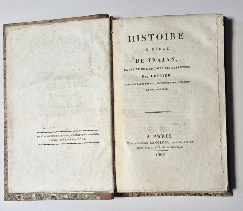 2 texte reliés Trajan Crevier 1807 Pline le Jeune esquisse littéraire 1825