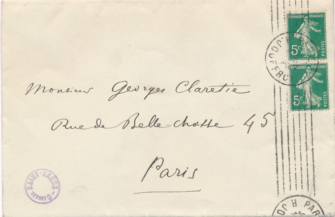 Camille SAINT SAËNS homme confiance et son avocat lettre autographe signée Saens