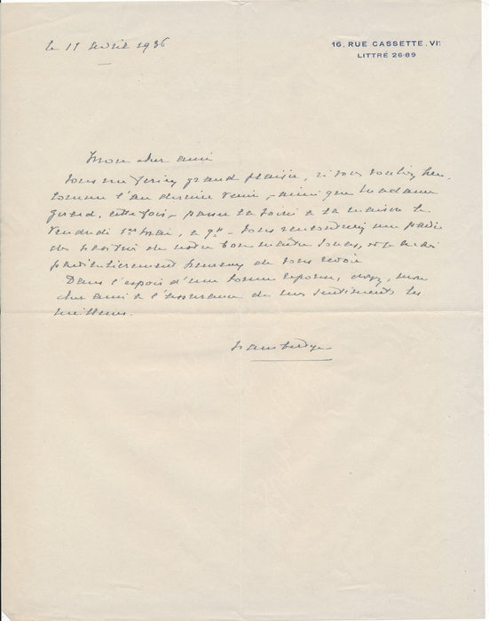 Peintre Maurice Berty 5 lettres autographes Daniel Girard maître Charles Jouas