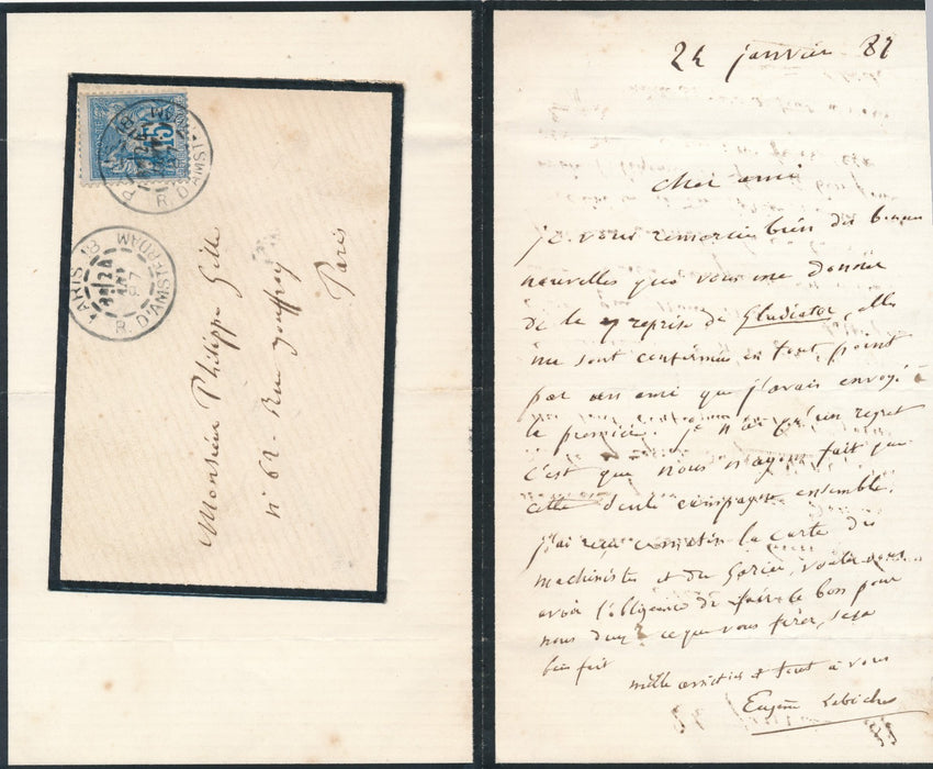Eugène LABICHE à propos de Gladiator lettre autographe signée