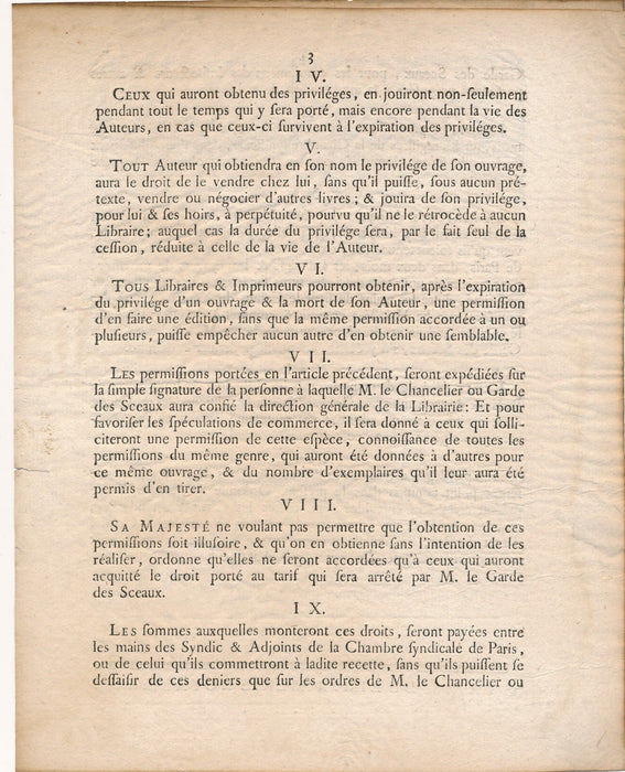 Arrêt Conseil Etat durée privilèges Librairie 30 août 1777 imprimé droit auteur