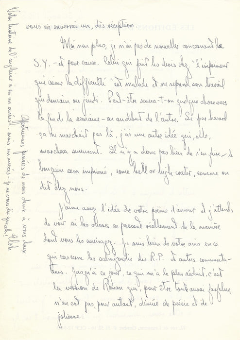 Bernard Steele éditions Denoël 16 lettre autographe éd. Mont Blanc Carlos Suarès