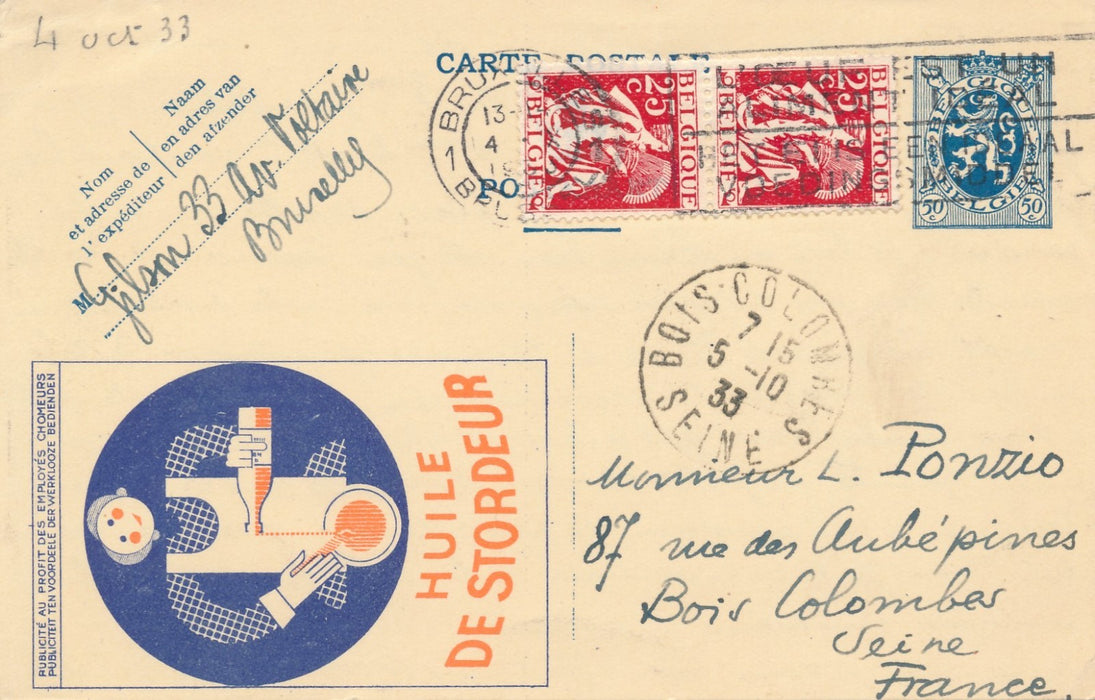 musicien Paul Gilson correspondance 2 lettres 2 cartes à Léon Ponzio baryton