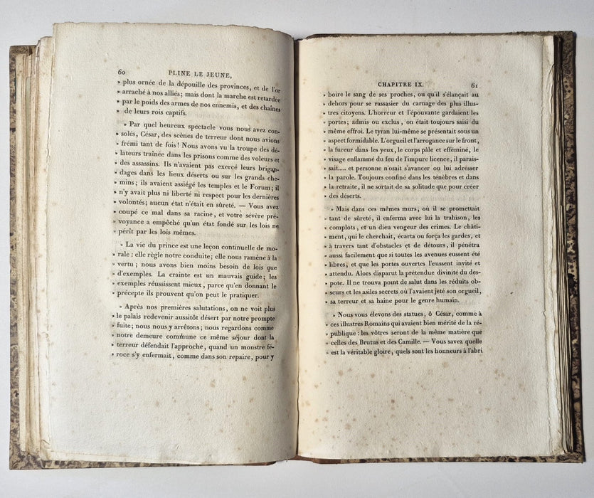 2 texte reliés Trajan Crevier 1807 Pline le Jeune esquisse littéraire 1825