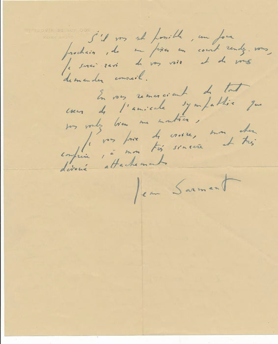 Jean SARMENT 5 lettre autographe et CPAS bel ensemble sur le théâtre