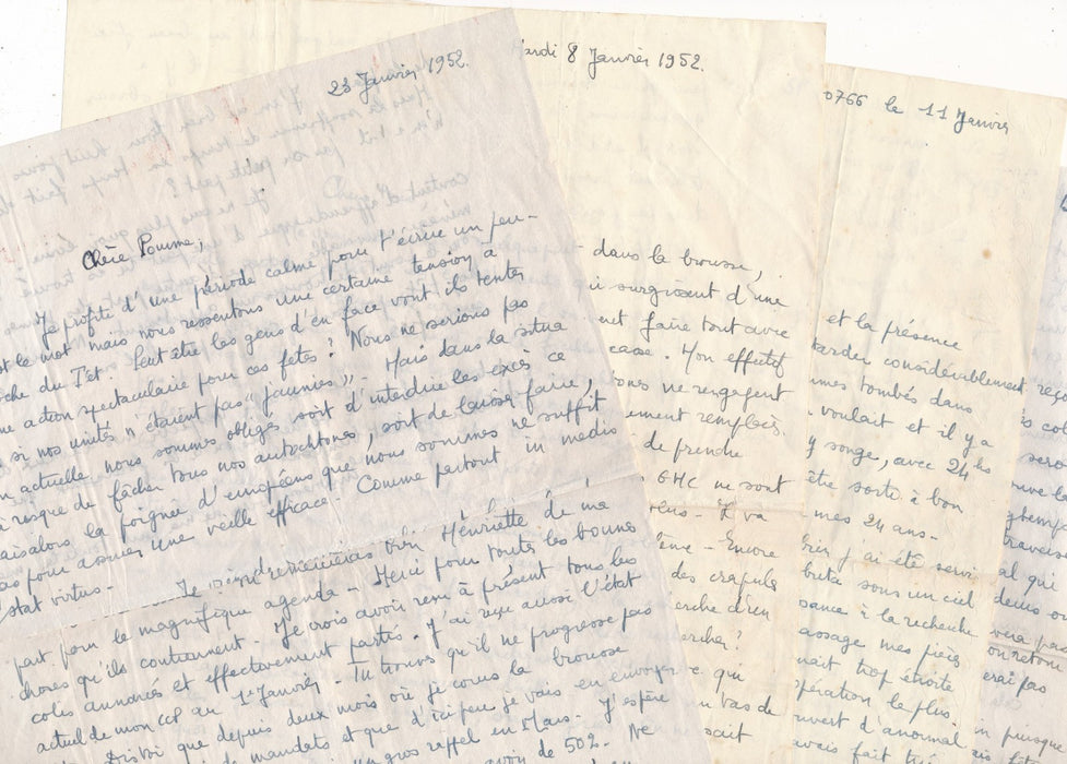 INDOCHINE guerre témoignage officier viet minh 4 lettres autographes signées