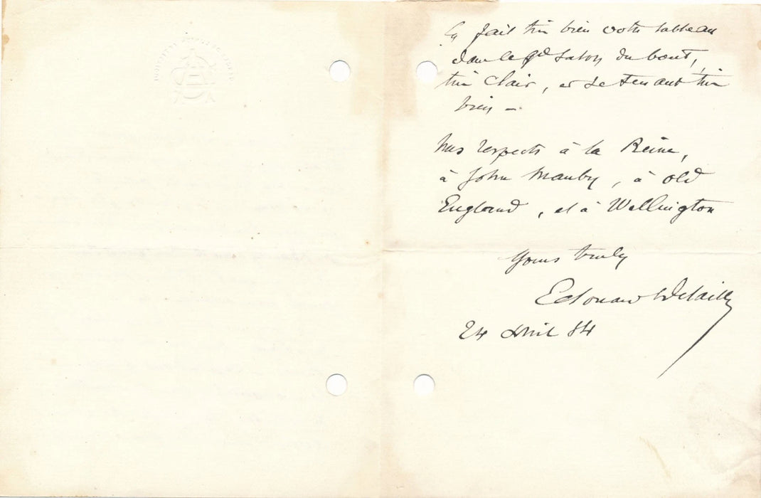 Edouard Detaille 4 lettres autographes bel ensemble droit de suite ami anglais