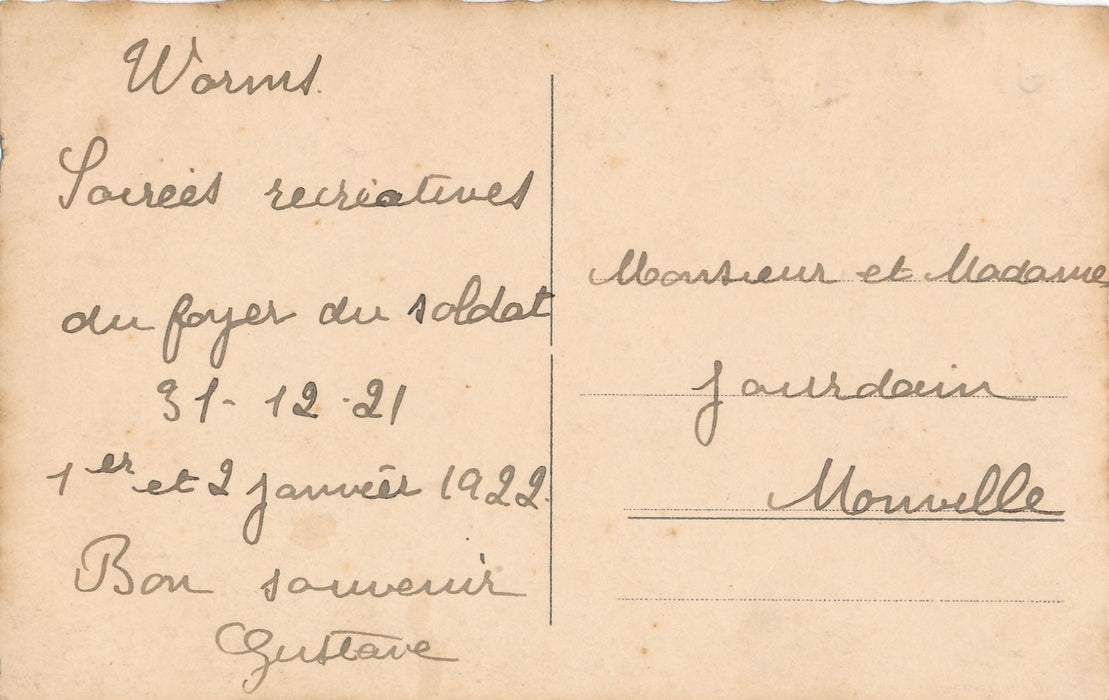 Militaria 2 cartes postales argentique fête travesti travestissement photo