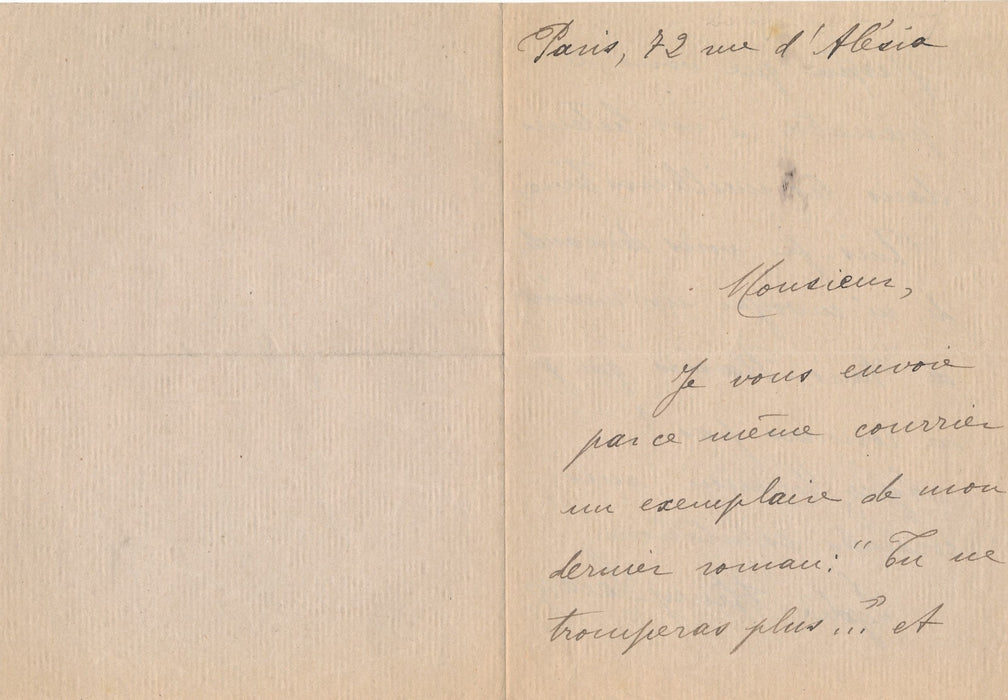 Lydie Henry Lacaze romancière Tu ne tromperas.. plus lettre autographe signée