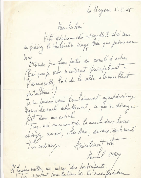 peintre Michel Ciry correspondance au poète Jean Aubert 19 lettres autographes