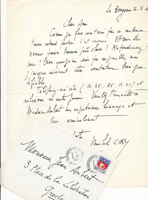peintre Michel Ciry correspondance au poète Jean Aubert 19 lettres autographes
