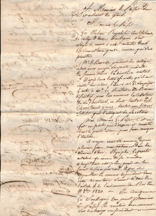 Pétition  royalistes constitutionnels Eauze Condom Gers manuscrit 1824 élections