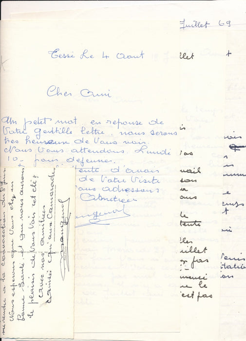 peintre Émile MANGENOT 4 lettre autographe signée au graveur DANIEL-GIRARD