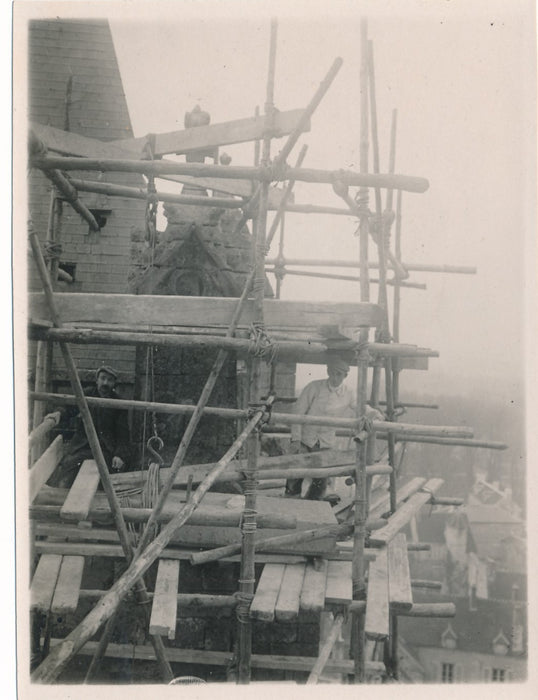 6 photos échafaudage en bois construction photographie argentique c. 1910-1920