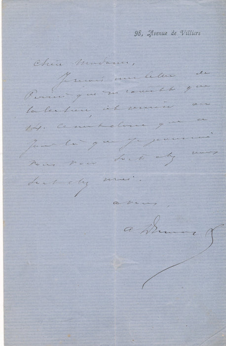 Alexandre Dumas fils lettre autographe signée une lecture remise
