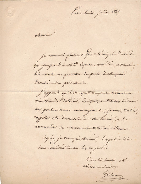 Louis HERSENT lettre autographe signée
