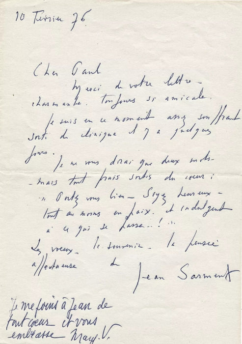 Jean SARMENT 5 lettre autographe et CPAS bel ensemble sur le théâtre