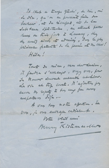Henry Kistemaeckers pourrait faire du bonheur... lettre autographe signée 1929