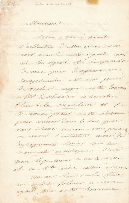 Joséphine Götzel Sepolina lettre autographe portrait prince Milosch 1843 Serbie