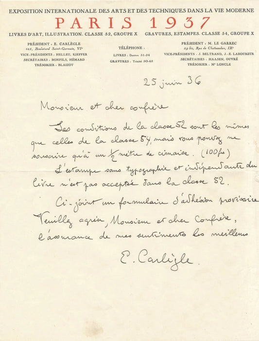 peintre Carlègle 3 lettres autographes signées à Daniel-Girard René Billoux