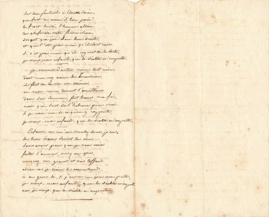 Pierre-Jean de Béranger copie manuscrite époque de 3 chansons