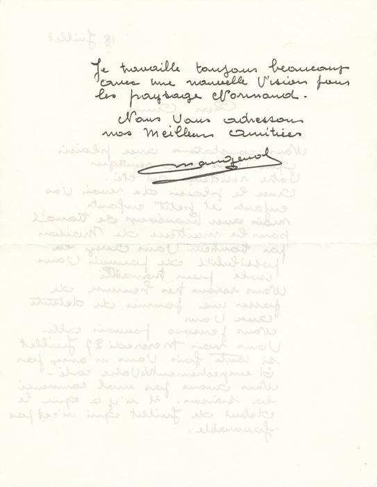 peintre Émile MANGENOT 4 lettre autographe signée au graveur DANIEL-GIRARD
