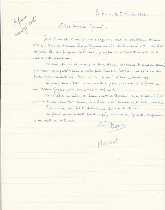 Belge peintre Robert Marciat 7 lettre autographe signée graveur DANIEL-GIRARD