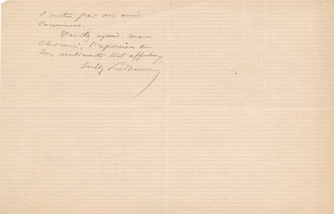 Sully Prudhomme lettre autographe signée Eugène d Eichthal Théodule Ribot