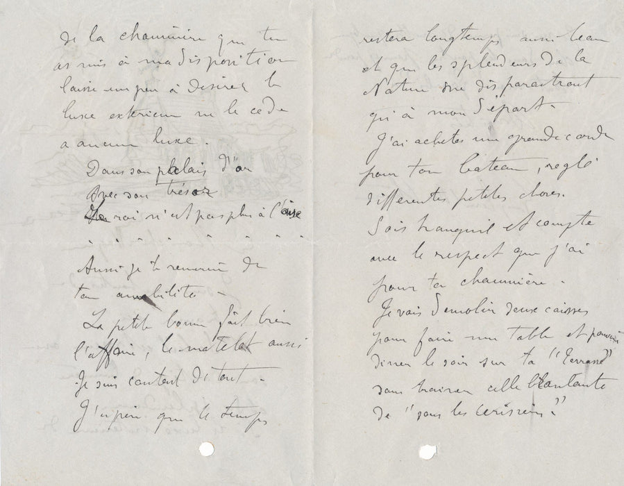 Belle lettre autographe illustrée installation dans chaumière isolée Theuriet