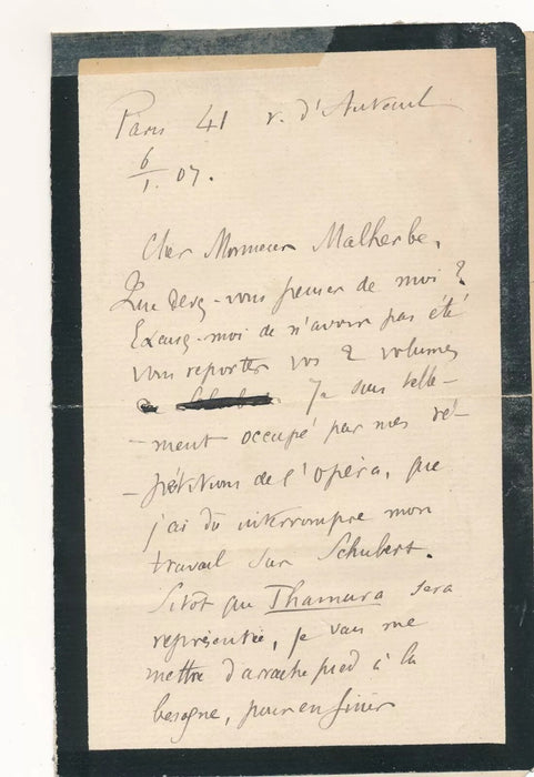 L-A BOURGAULT-DUCOUDRAY 4 lettre autographe à Charles MALHERBE Thamara Schubert
