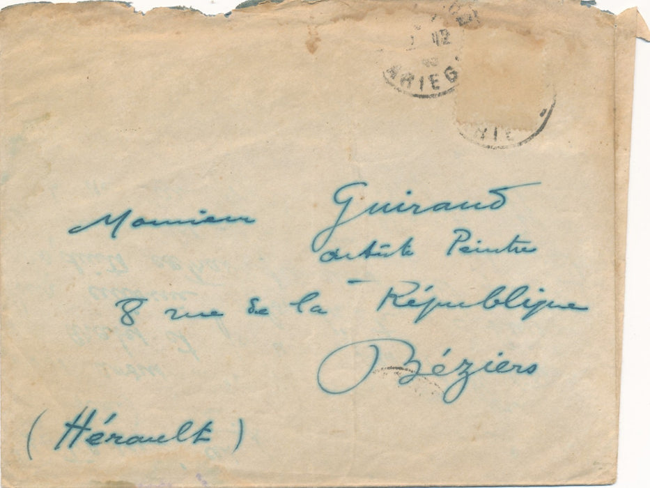 peintre Joseph Bergès 2 lettres autographes Raoul Guirand Maurice Roganeau