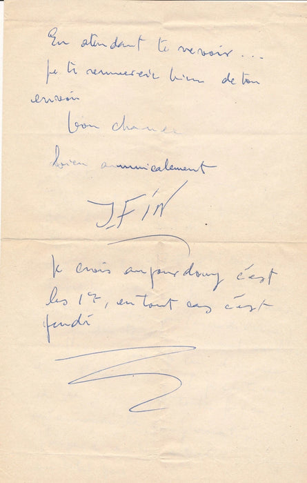 Josep Vilato Ruiz J. Fin lettre autographe signée ET carte autographe son travail