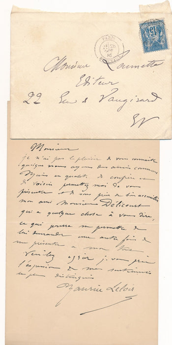 Maurice LELOIR peintre à Launette éditeur lettre autographe signée