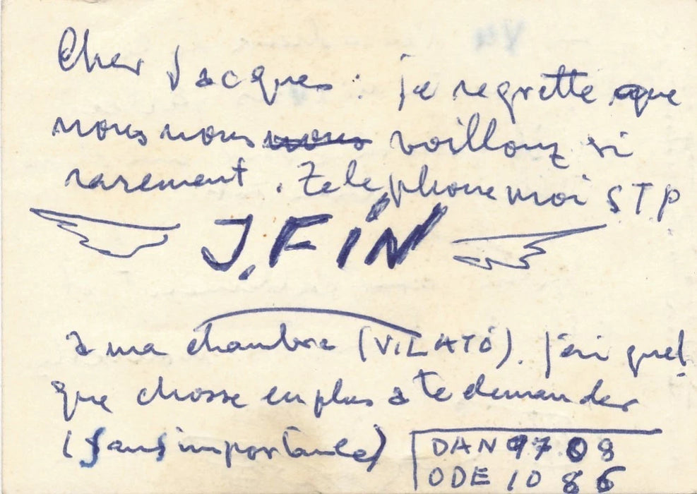 Josep Vilato Ruiz J. Fin lettre autographe signée ET carte autographe son travail