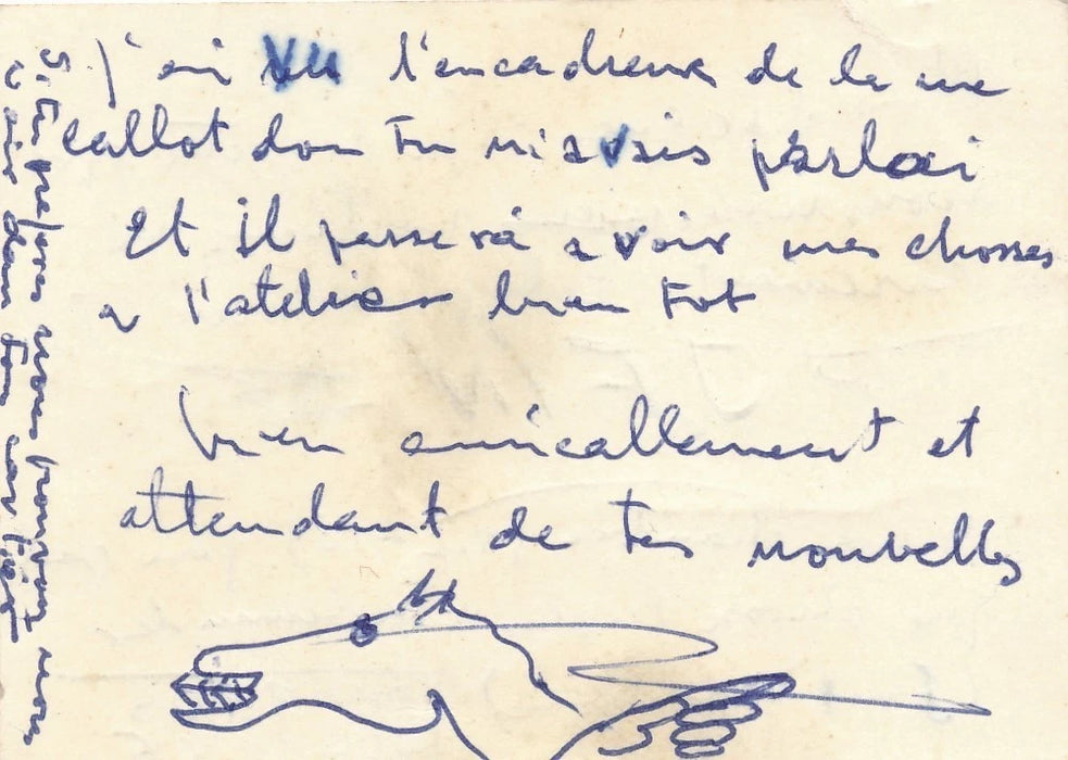 Josep Vilato Ruiz J. Fin lettre autographe signée ET carte autographe son travail