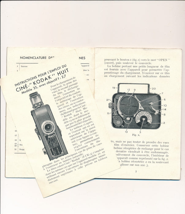 Manuel du Ciné Kodak Huit modèle 20 livret caméra photographie