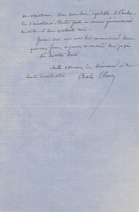 Charles Blanc à propos du décès poète Joseph Méry lettre autographe signée