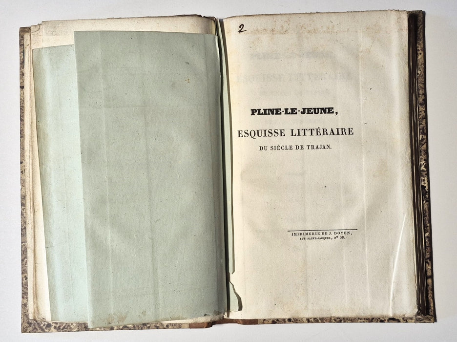 2 texte reliés Trajan Crevier 1807 Pline le Jeune esquisse littéraire 1825